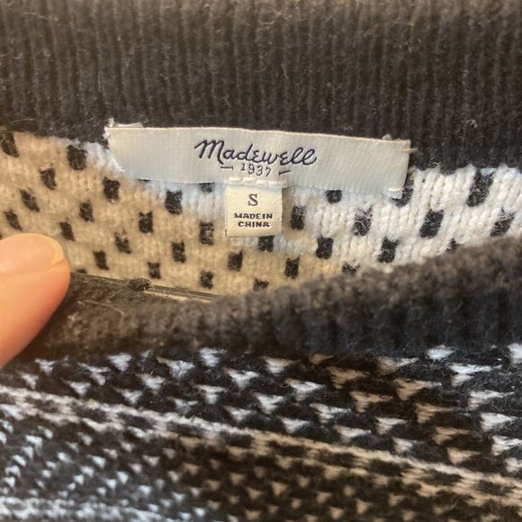 Madewell Black White Fine Knit Crew Neck Pullover Sweater Small - Picture 7 of 16